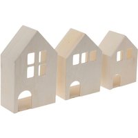 3D Holzhäuschen, 3er-Set