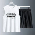 Men's vest suit Summer sleeveless printed Wonderfully Made tank Tops + shorts tracksuit set training suit set men 2 piece set