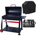 Emberman Large Barrel Charcoal Barbecue with Free Heavy-Duty Cover & Deluxe BBQ Tool Set
