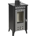 Holzofen mit 7,7 kW, 200m³, bis zu 85m² Heizraum | Farbe: silber