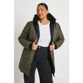 Parka Plus Con Ribete De Pelo Sintético, Verde