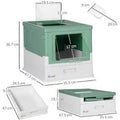 Hooded Cat Litter Tray with Scoop - Top & Front Entry, Easy Clean, 47.5cm Modern Space-Saving Design | Wowcher