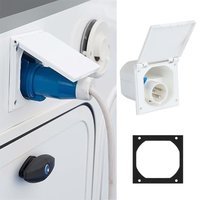 240V Mains Flush Fit Socket Splashproof 16 Amp Caravan Motorhomes RV Hook Up Socket UV-Stable Plastic Mounts Flush Trailers Part