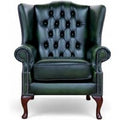 Chesterfield Mallory Flat Wing High Back Wing Chair Antique Green Real Leather
