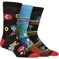 Mens 3 Pair Sonic the Hedgehog Game Play Cotton Socks Assorted 6-11 Mens