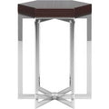 Casa Padrino luxury Art Deco side table dark brown / silver 50 x 50 x H. 55 cm - Noble hexagonal table - Art Deco living room furniture - Luxury Quality