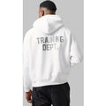 Sudadera Man Active Recta Con Capucha Y Estampado Training Dept, Blanco
