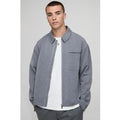 Regular Zip Through Pocket Detail Overshirt, Gris