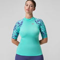 Haut Femme Rash imprimé à manches courtes turquoise