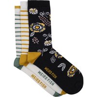Weird Fish Parade Patterned Socks 3 Pack Deep Amber Size 4-7