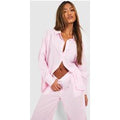 Camisa De Pijama Oversize De Algodón Con Raya Diplomática, Pink