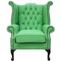 Chesterfield Queen Anne High Back Wing Chair UK Manufactured Apple Green