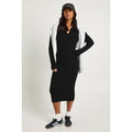 Vestido Petite Midi De Punto Y Canalé Con Cuello, Negro