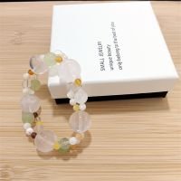 Clear Quartz & Prehnite Mixed-Size Beaded Bracelet