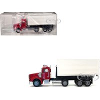 Peterbilt 367 Roll-Off Dump Truck Red with White Box 1/87 (HO) Plastic Model Car by Promotex