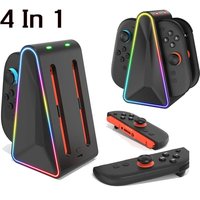 4-in-1 Triangle Charging Dock for NS2 Controllers – RGB LED Lighting, Fast Charge Base with Indicator & Smart Protection