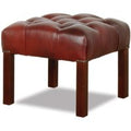 Casa Padrino Chesterfield Echtleder Hocker in weinrot mit dunkelbraunen Beinen 50 x 50 x H. 45 cm - WohnzimmermÃ¶bel