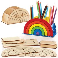 Rainbow Wooden Pen Pot Kits (Pack of 2) Wood Craft Kits For Kids
