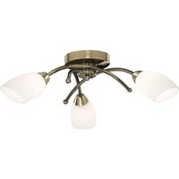 Searchlight 8183-3AB Opera 3 Light Flush Ceiling Light Antique Brass