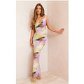 Watercolour Plisse Strappy Maxi Dress