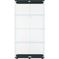 Double-Door Glass Display Cabinet, 64 High Kitchen Pantry Storage, 32x14 Bar Cabinet in Black