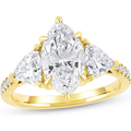 14K Gold 3.33 CT.T.W. Pear Cut Lab Created Diamond Three Stone Custom Engagement Ring D VVS1-VS1 IGI Certified