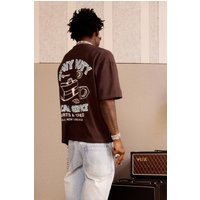 Oversized Boxy Graphic T-Shirt, Brown