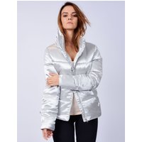 Coats / Jackets Edona Satin Quilted Puffer Jacket in Whisper Grey / 14 - Tokyo Laundry