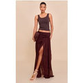 Dark Chocolate Chiffon Lined Tie Front Maxi Skirt
