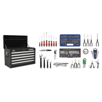 Sealey Superline Pro Topchest 5 Drawer with Ball-Bearing Slides - Black & 140pc Tool Kit