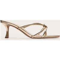 Gold Wide Fit PU Square Toe Knotted Heeled Mules
