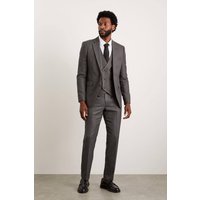 Burton Men's Slim Charcoal Wide Self Stripe Suit Trousers | Size: 30S