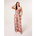 Strapless Elasticated Printed Jumpsuit - S/M / CORAL