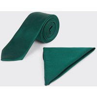 Burton Men's Forest Green Tie And Pocket Square Set