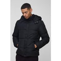 Regular Fit Hooded Matte Puffer Jacket In Black, Negro