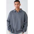 Polo Oversize Estilo Sudadera Con Estampado De Rugby Y Solapas, Gris
