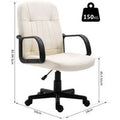 Ergonomic Cream PU Leather Swivel Office Chair - 150kg Capacity, Adjustable, Modern | Wowcher