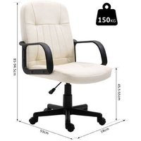 Ergonomic Cream PU Leather Swivel Office Chair - 150kg Capacity, Adjustable, Modern | Wowcher