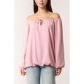 Key Hole Gypsy Neck Top - ONE / DUTSY PINK