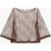 Top en dentelle manches 3/4 transparentes