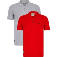 2 Pack Polos Reeves (2 Pack) Signature Cotton Pique Polo Shirt in Barados Cherry / Light Grey Marl / S - Tokyo Laundry