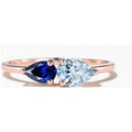 Teardrop Cut Aquamarine Sapphire Engagement Ring Rose Gold Tei et Moi Ring
