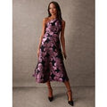 Luxe One Shoulder Jacquard Midi Dress - 10 / BLACK PATTERN