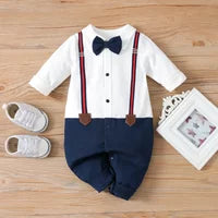 Baby Boy 95% Cotton Faux Layering Jumpsuit