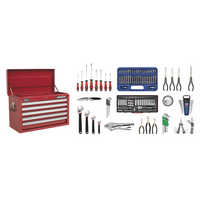 Sealey Superline Pro Topchest 5 Drawer with Ball-Bearing Slides - Red & 140pc Tool Kit