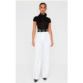 Petite White High Waist Straight Leg Trousers