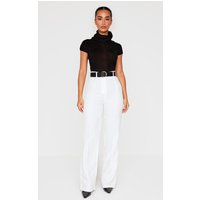 Petite White High Waist Straight Leg Trousers