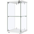 Glass Display Cabinet with Lock, 2-Tier Tempered Glass Showcase Countertop, 15.7"W x 15.7"D x 31.9"H, Sturdy MDF Base, Secure