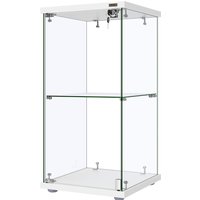 Glass Display Cabinet with Lock, 2-Tier Tempered Glass Showcase Countertop, 15.7"W x 15.7"D x 31.9"H, Sturdy MDF Base, Secure