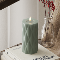 Harlequin LED Bougie pilier Ø 7,5 x 15 cm Vert sauge